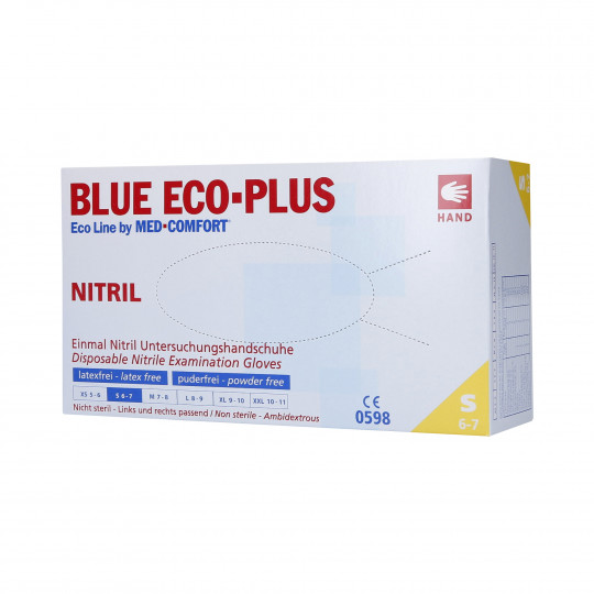 MED COMFORT Blue ECO-PLUS Guanti monouso in nitrile, Blue, taglia S, 100 pz