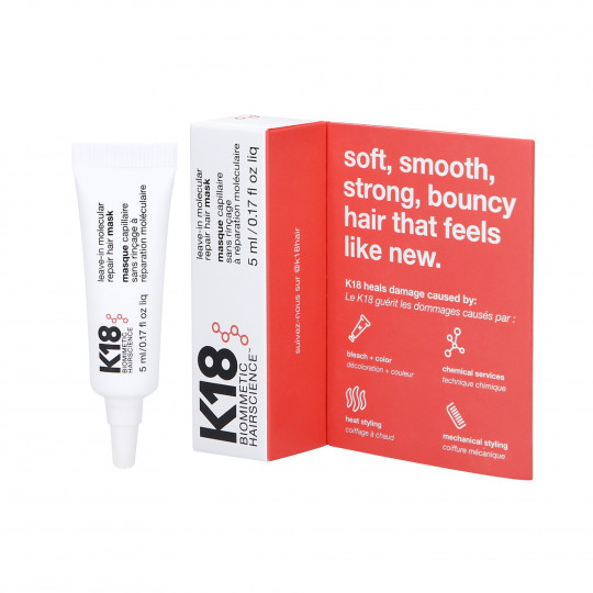 K18 Maschera molecolare ricostruttiva per capelli senza risciacquo 5ml - 1