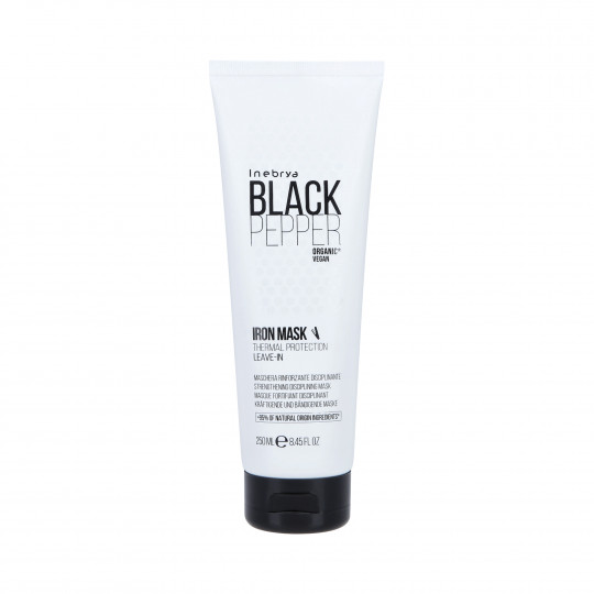 INEBRYA BLACK PEPPER IRON Maschera termoprotettiva rigenerante per capelli secchi al pepe nero senza risciacquo 250ml